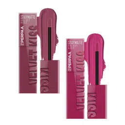 PERPAA Velvet Kiss Set Of 2 Liquid Lipstick - 3.5 ml Each- Light Mauve - 02 -Dark Pink-08-picture-38