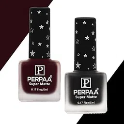 PERPAA® Super Matte Nail Polish Set of 2 Colors, Matte Nail Polish Kit, Quick Drying,Long Lasting & Waterproof Matte Finish Nail Art Gifts for Women 6 ml Each (Black & Maroon)-picture-21
