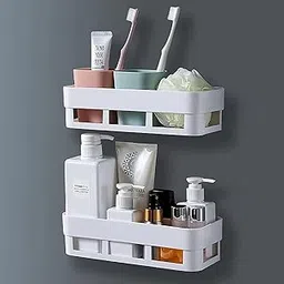 perpetual Bathroom Organiser, Self Adhesive Bathroom Shelf for Wall, Washroom Organizer, Bathroom Rack Stand Without Drilling (2 Pcs)-picture-24
