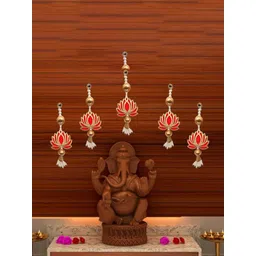 Perpetual Red & Gold Toned Lotus Wall Hanging Latkan-picture-15