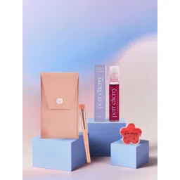PERR CHERRY Set Of 4 Cotton Candy Lip Oil- Highlighter- Peery Cherry Brush & Makeup Pouch-picture-40