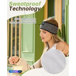 Perytong Bluetooth Sleep Headphones, Sleeping Headphone Headband, Comfortable and Elastic Soft Headband, Gifts for Men, Women, Teenagers, Mother's Day Birthday image 2