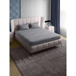 PETAL HOME Grey Geometric Pure Cotton 300 TC Queen Bedsheet With 2 Pillow Covers-picture-26