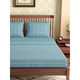 Petal Home Hooghly Blue Cotton 300 TC Bedsheet image 2
