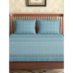 Petal Home Hooghly Blue Cotton 300 TC Bedsheet image 3