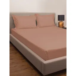PETAL HOME Peach 300 TC Peach 100% Cotton Queen Size Bed Sheet with 2 Pillow Covers-image-36