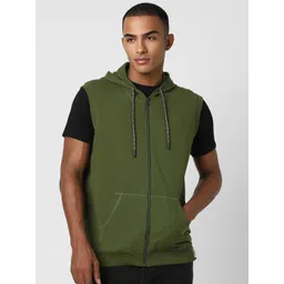 Peter England Casuals Hooded Neck Sleeveless Front-Open Sweatshirt-picture-33