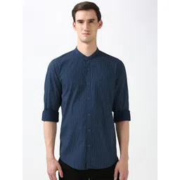 Peter England Casuals Men Band Collar Geometric Printed Cotton Slim Fit Casual Shirt-picture-33