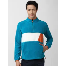 Peter England Casuals Men Blue Colourblocked Sweatshirt-picture-40