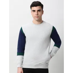 Peter England Casuals Men Colourblocked Round Neck Cotton Pullover Sweatshirt-picture-33