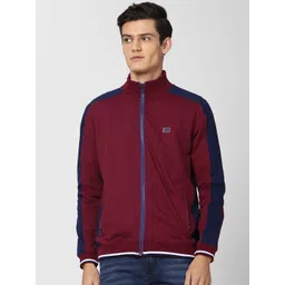 Peter England Casuals Men Maroon Colorblocked Sweatshirt-picture-12