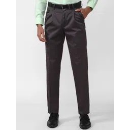 Peter England Casuals Men Mid Rise Slim Fit Pleated Trousers-picture-31
