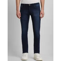 Peter England Casuals Men Navy Blue Skinny Fit Heavy Fade Jeans-picture-41