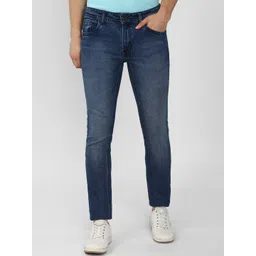 Peter England Casuals Men Navy Blue Skinny Fit Heavy Fade Jeans-picture-11