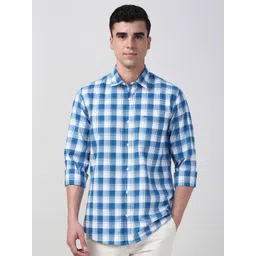 Peter England Casuals Men Slim Fit Buffalo Checked Spread Collar Casual Shirt-picture-17