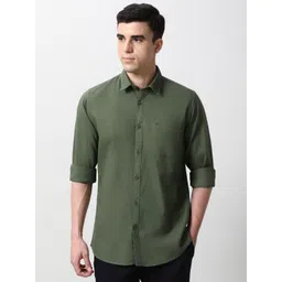 Peter England Casuals Men Slim Fit Solid Spread Collar Pure Cotton Casual Shirt-picture-21