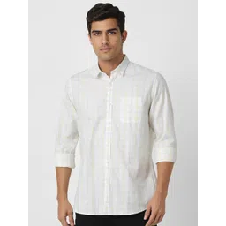 Peter England Casuals Men Slim Fit Spread Collar Tartan Checked Cotton Casual Shirt-picture-21