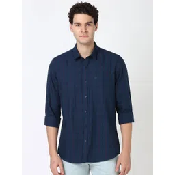 Peter England Casuals Men Slim Fit Spread Collar Windowpane Checked Cotton Casual Shirt-picture-23