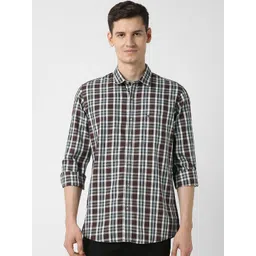 Peter England Casuals Men Slim Fit Tartan Checks Opaque Checked Casual Shirt-picture-12