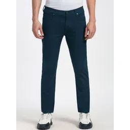 Peter England Casuals Men Solid Mid-Rise Slim Fit Regular Trousers-picture-23