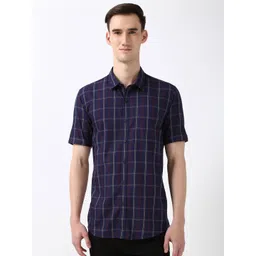 Peter England Casuals Men Spread Collar Checked Cotton Slim Fit Casual Shirt-picture-26