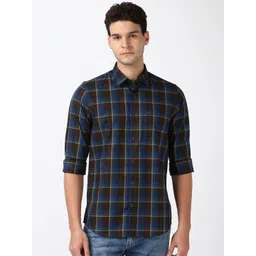 Peter England Casuals Men Spread Collar Checked Cotton Slim Fit Casual Shirt-picture-42