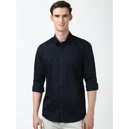 Peter England Casuals Men Spread Collar Micro Ditsy Printed Cotton Slim Fit Casual Shirt-picture-39