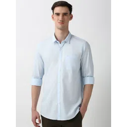 Peter England Casuals Men Spread Collar Solid Cotton Slim Fit Casual Shirt-picture-25