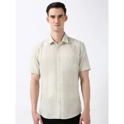 Peter England Casuals Men Spread Collar Solid Cotton Slim Fit Casual Shirt-picture-30