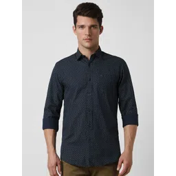 Peter England Casuals Men Spread Collar Solid Cotton Slim Fit Casual Shirt-picture-27