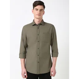 Peter England Casuals Men Spread Collar Solid Cotton Slim Fit Casual Shirt-picture-36