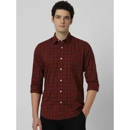 Peter England Casuals Men Spread Collar Tartan Checked Cotton Casual Shirt-picture-37