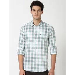 Peter England Casuals Men Spread Collar Tartan Checked Cotton Slim Fit Casual Shirt-picture-19