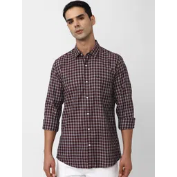 Peter England Casuals Men Spread Collar Tartan Checked Cotton Slim Fit Shirt-picture-20