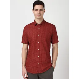 Peter England Casuals Men Textured Printed Spread Collar Shirt-picture-10