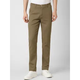 Peter England Casuals Men Textured Slim Fit Trousers-picture-24