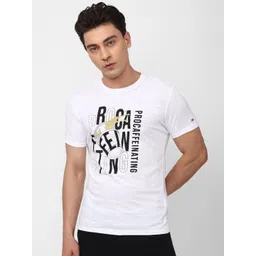 Peter England Casuals Men Typography Printed Pockets Slim Fit T-shirt-picture-18