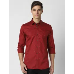 Peter England Casuals Slim Fit Micro Ditsy Printed Long Sleeve Cotton Casual Shirt-picture-16