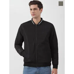 Peter England Casuals Stand Collar Reversible Bomber Jacket-picture-39