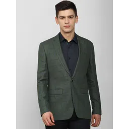Peter England Elite Checked Slim-Fit Single Linen Breasted Blazer-picture-11