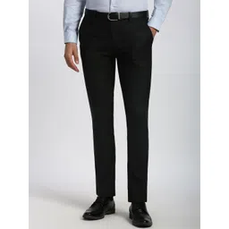 Peter England Elite Men Checked Slim Fit Formal Trousers-picture-22