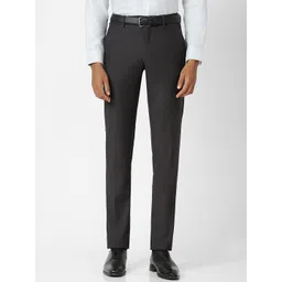 Peter England Elite Men Grey Slim Fit Tailored Formal Trousers-picture-37