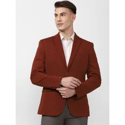 Peter England Elite Men Maroon Solid Slim-Fit Single-Breasted Formal Blazer-picture-18