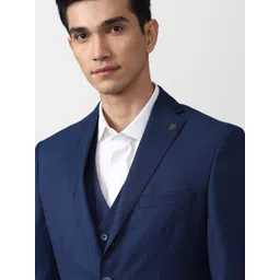 Peter England Elite Men Navy Blue Solid Slim-Fit Single-Breasted Three-Piece Formal Suit-picture-34