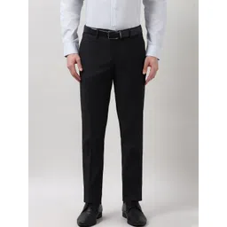 Peter England Elite Men Printed Slim Fit Mid-Rise Flat-Front Formal Trousers-picture-26