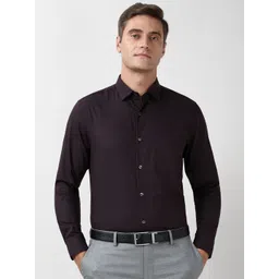 Peter England Elite Men Slim Fit Solid Spread Collar Pure Cotton Formal Shirt-picture-25