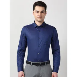 Peter England Elite Men Slim Fit Solid Spread Collar Pure Cotton Formal Shirt-picture-27