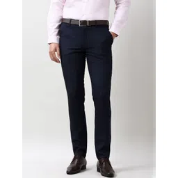 Peter England Elite Men Solid Slim Fit Mid-Rise Formal Trousers-picture-22