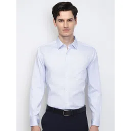 Peter England Elite Men Spread Collar Textured Cotton Formal Shirt-picture-23