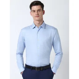 Peter England Elite Men Spread Collar Textured Cotton Slim Fit Formal Shirt-picture-35